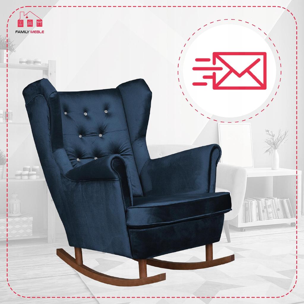 Diana Rocking Chair, Scandinavian, Family Meble, Navy Blue, Dark Blue