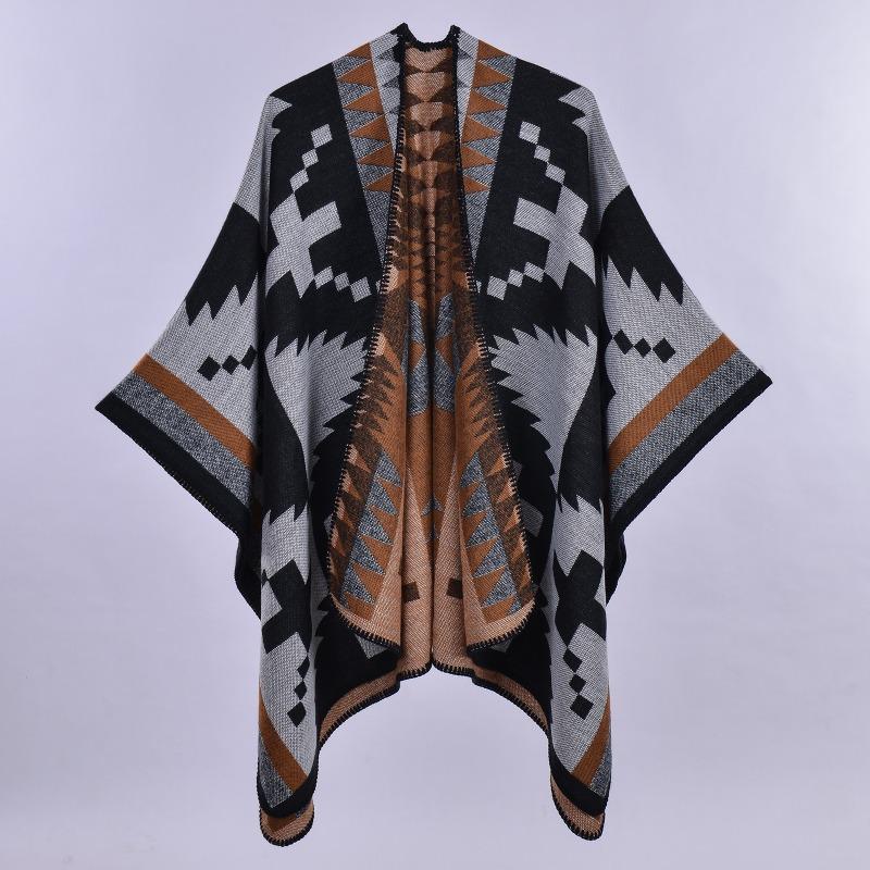 Geometric rhombus imitation cashmere shawl