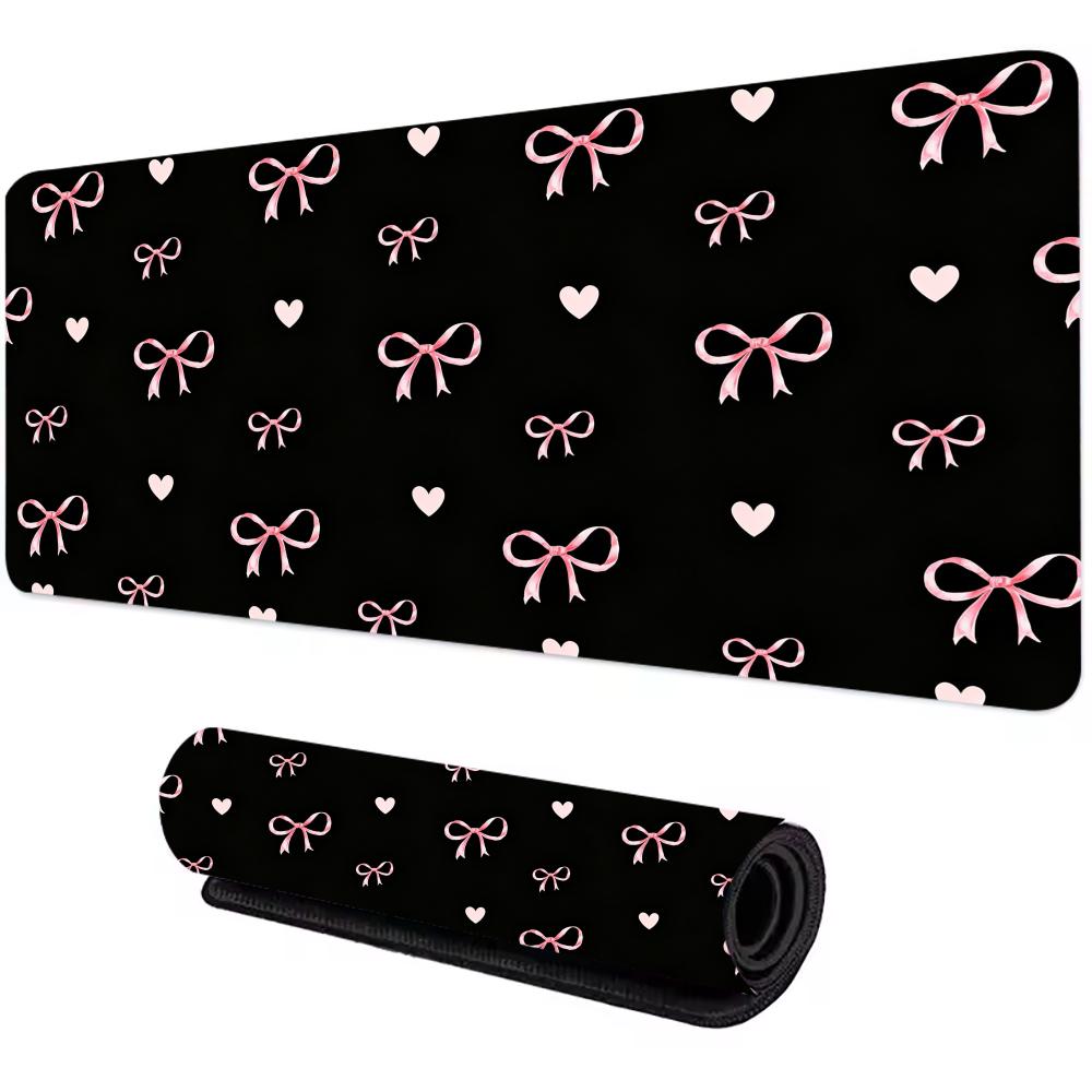 Pink Bow Hearts Mouse Pad Computer Accessories Office Game Table Mats Rubber AntiSlip Gaming Keyboard Mousepad Desk Pads 40x90