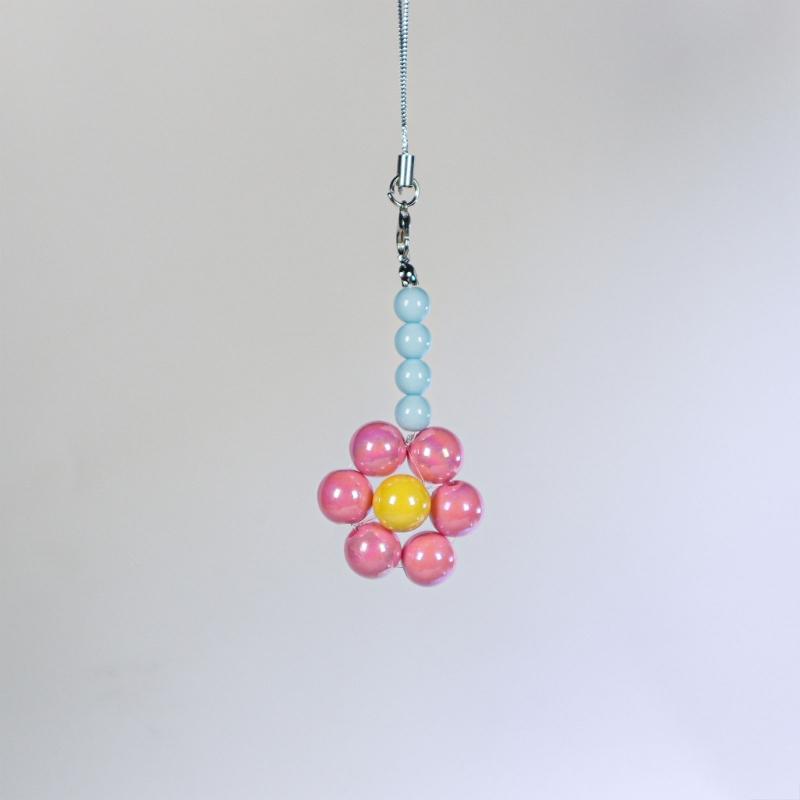 Sweet Phone Chain Strap Lanyard Colorful Bead Flower Pendant Phone Charm Hangings Decoration Cute Phone Accessories