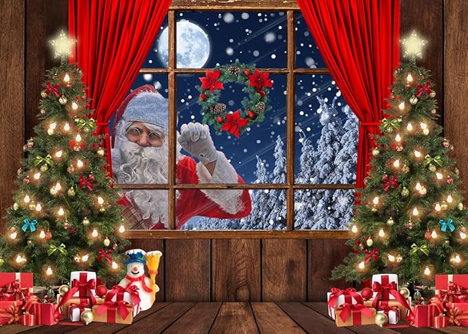Christmas Background 210x150 cm Santa Claus Christmas Tree Photo Booth Photo Decoration