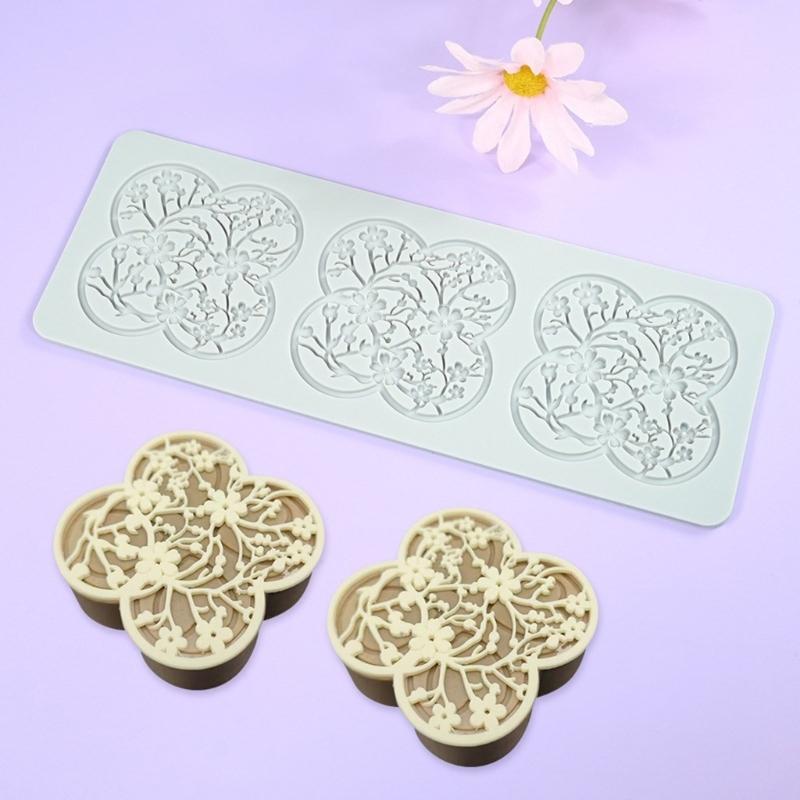 2pcs Fondant Impressions Mats Pastry Moulds Flower/Leaf Pattern Lace Mat Chocolate Silicone Molds for Cake Decorating