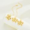 2Pcs/Set Exquisite Flower Pendant Necklaces Earrings for Women Bohe Gold Color Matte Petal Necklace Earrings Jewelry Accessories