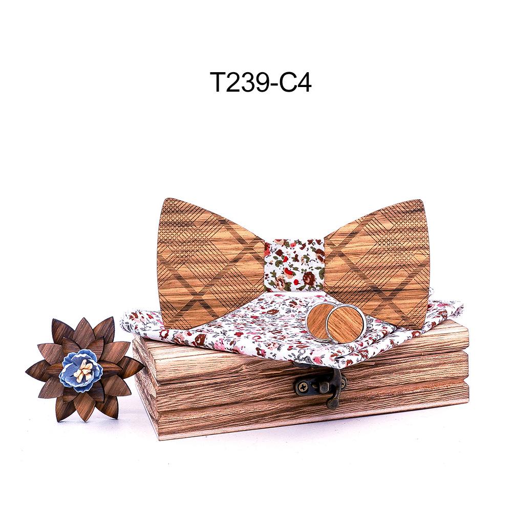 Holzfliege für Männer, Fliege mit Schmetterlingsknoten, Herren-Accessoires, Holzkrawatte, formeller kommerzieller Anzug, Hochzeitsset