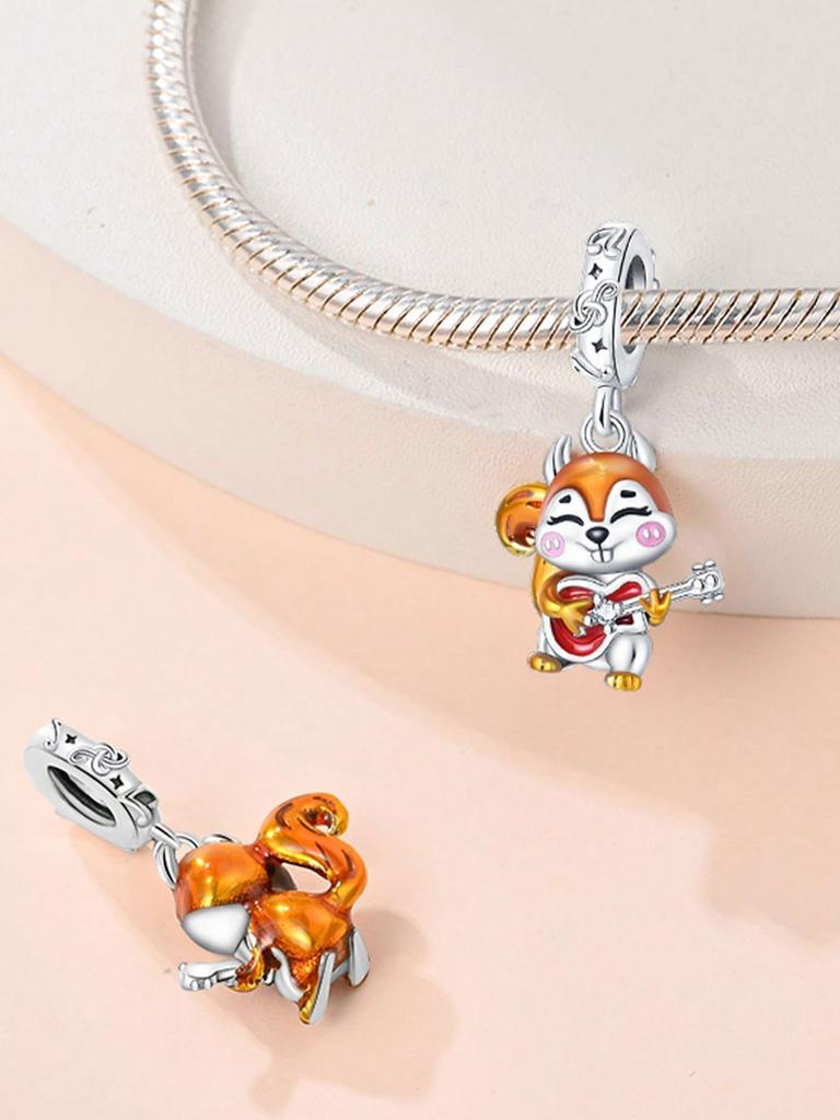 Autumn Pumpkin Squirrel Peacock Beads Charm Copper Plated Fit Charms Copperoriginal Bracelet For Jewelry Making Diy Charm