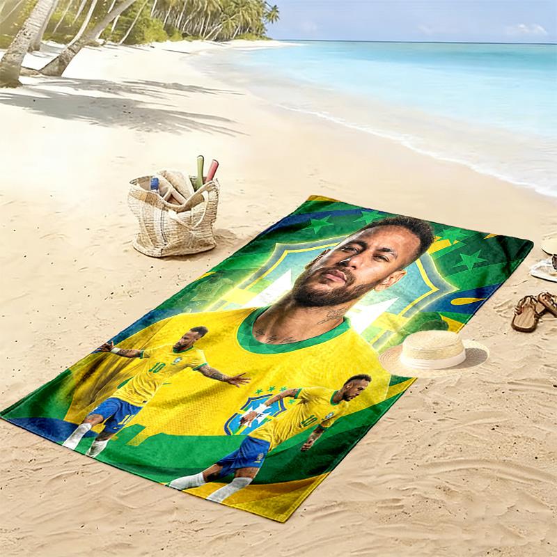 Asciugamano da Spiaggia con Stampa di Neymar, Asciugamano Grande Morbido ad Asciugatura Rapida per Spiaggia Campeggio Nuoto