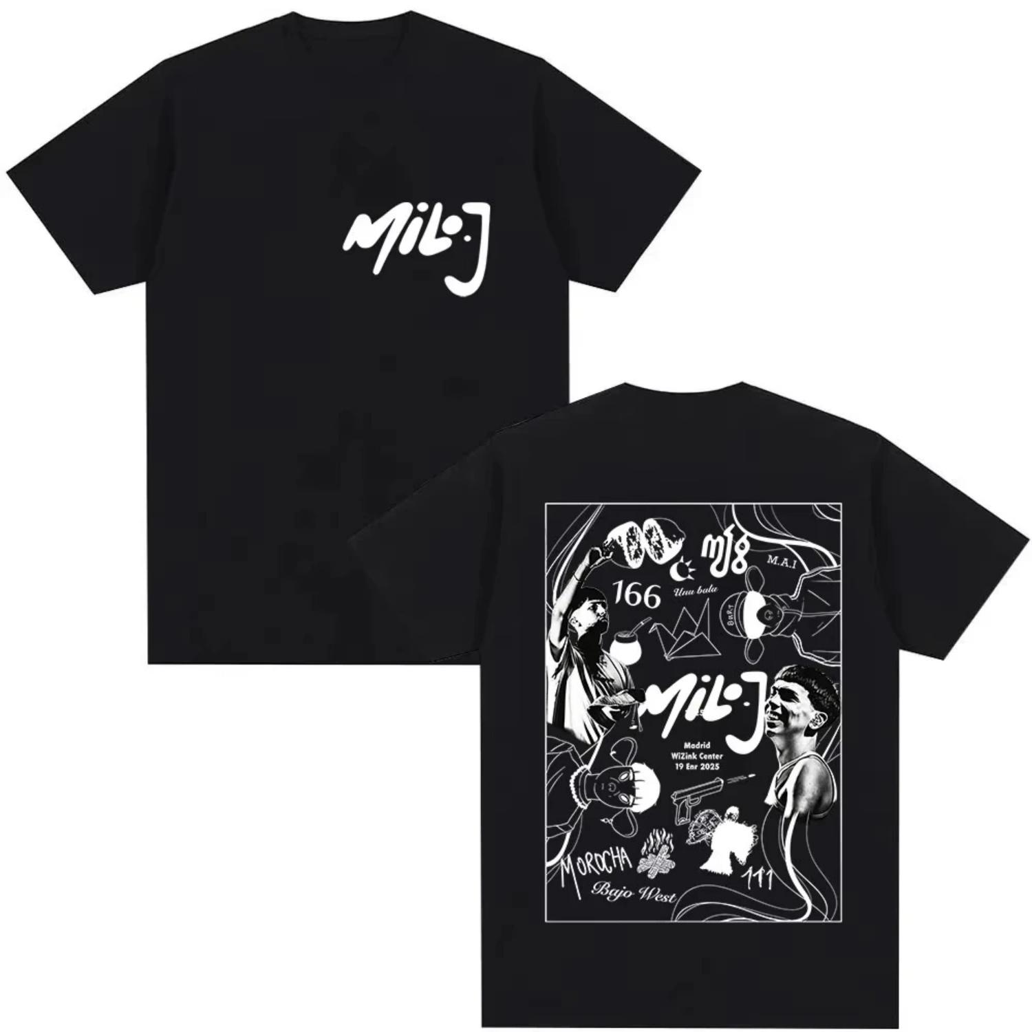

Rapper Milo J Madrid Wizink Canter Tour 2026Print T-Shirt Men Women Casual Fashion Retro Cotton Short Sleeve Streetwear S