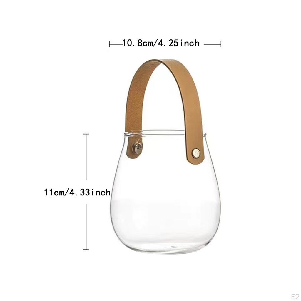 Bocal de Rangement en Verre Anse Ceinture Vase à Fleurs Multifonctionnel Tasse Transparente Facile à Nettoyer Récipient Organisateur pour