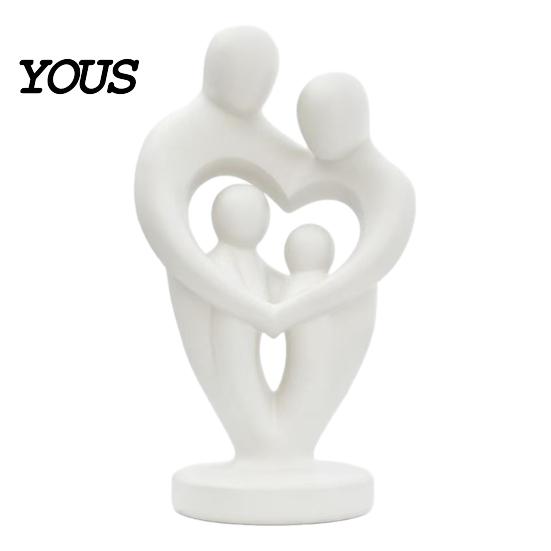 Entrance Hall Accessories 3D Printed Family of 4 Sculpture, Abstract Heart Shaped Home Decor, Decor Figurines Matte Black Bookshelf Ornament белый