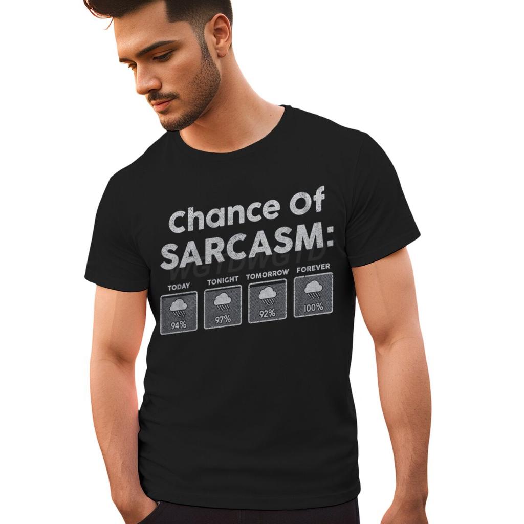 Chance auf Sarkasmus Heute Print T-Shirt Herren Damen Vintage Humor Streetwear Kurzarm Rundhals Lustig Kleidung Herren