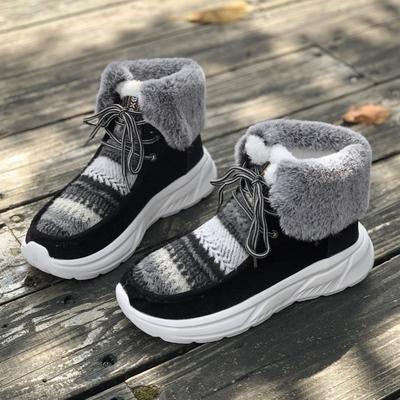 Nové zimní bavlněné boty s hromadou a zesílené teplé jednoboty velkých velikostí bavlněné boty dámské boty