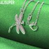 925 Sterling Silver Dragonfly Pendant Necklace Fashion Wedding Jewelry