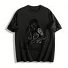 Cool DJ Girl Print T-shirt Street Music Style Casual Loose Top Pure Cotton T-shirt