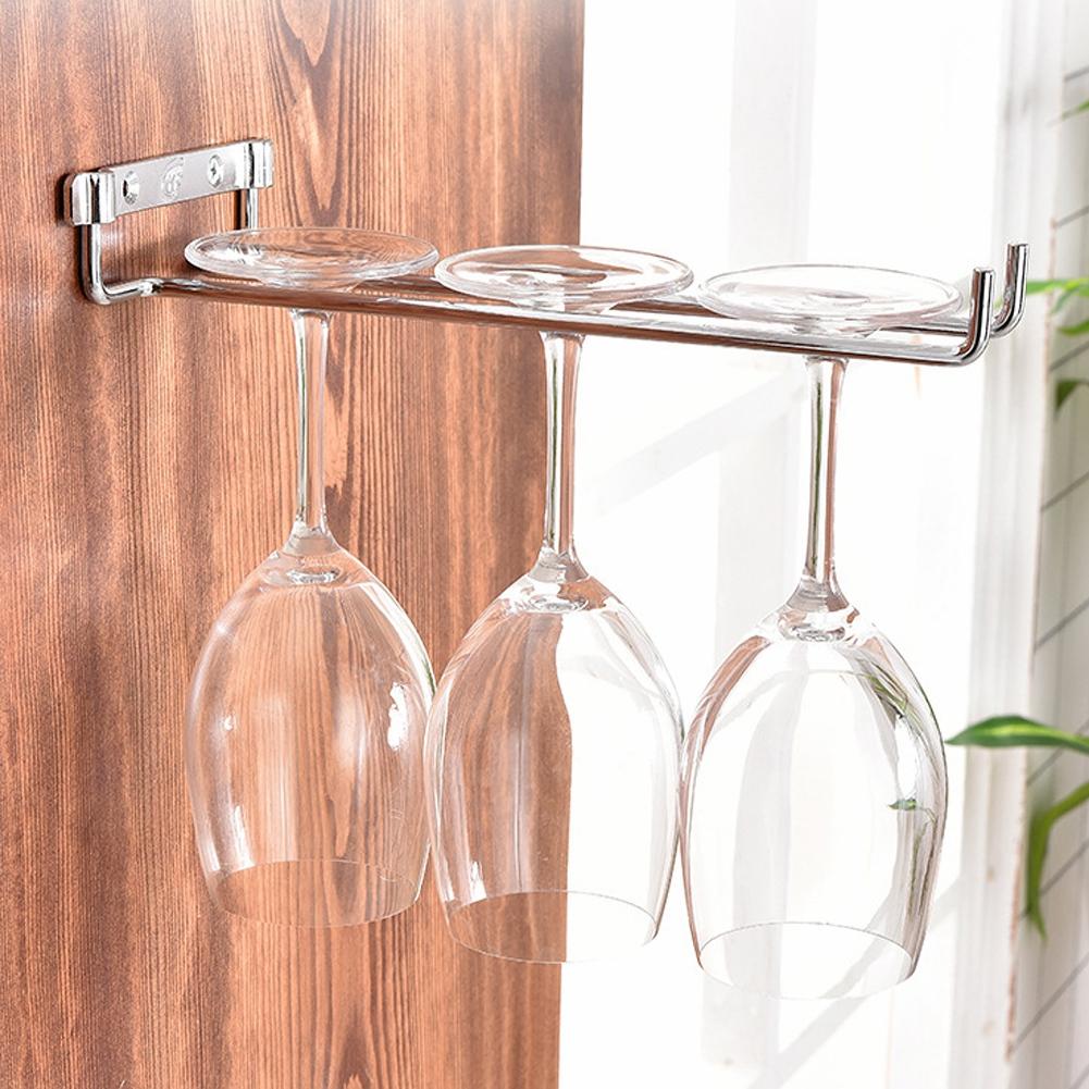 Single Row Iron Glasses Holder Wall Mounted  Wine Cup Rack Kitchen Home Bar Shelves Decoration