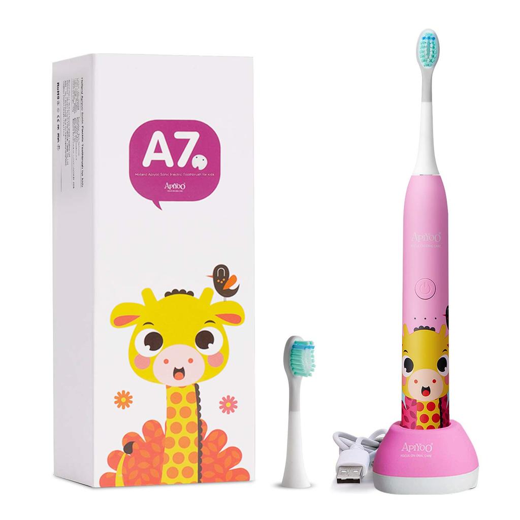 Electric Toothbrush for Kids APIYOO A7 Sonic Toothbrush IPX7 Waterproof Sonic Toothbrush USB Rechargeable Wireless Charging 3 Modes and 2 Minute Auto