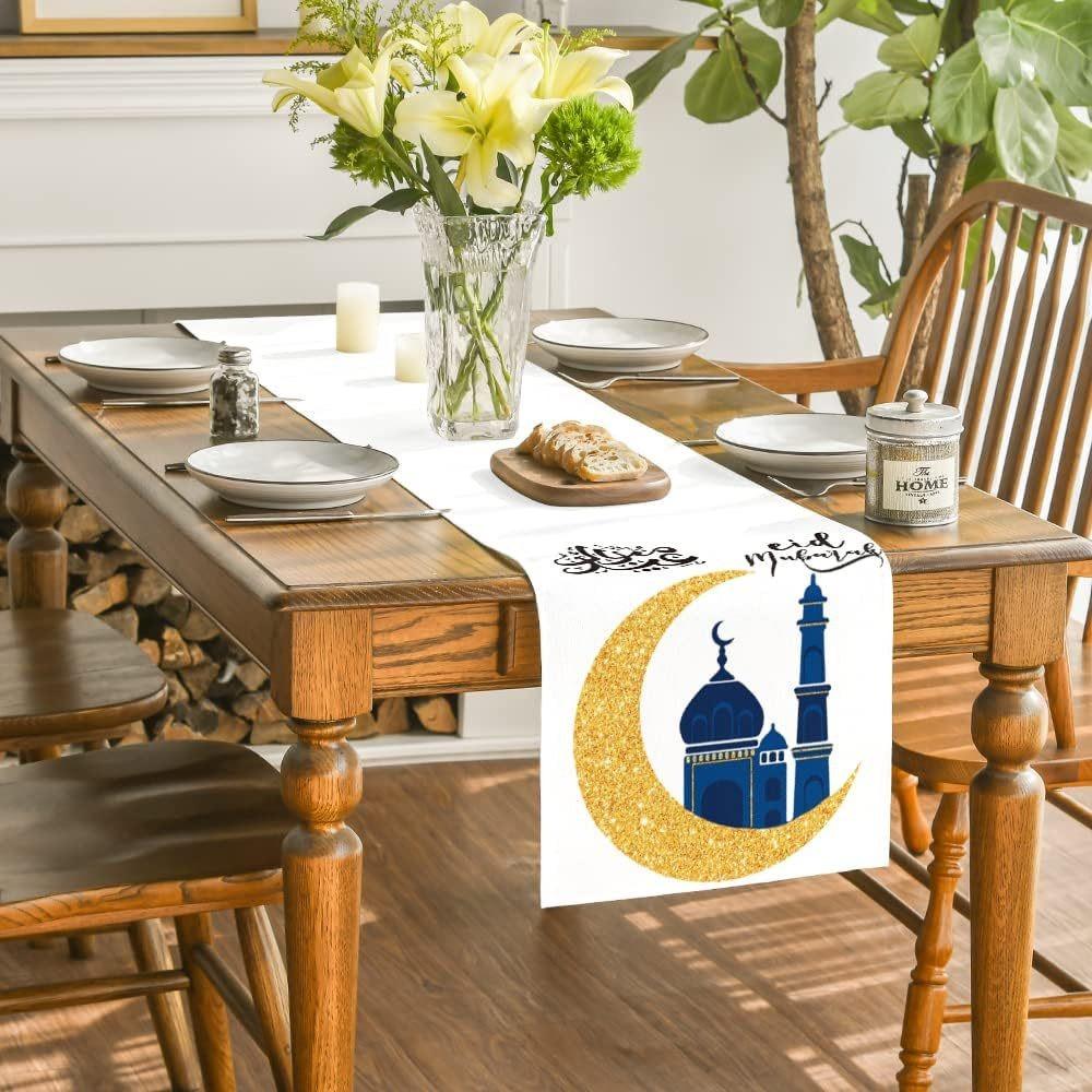 

Dining Table Decoration Eid Mubarak Table Runner Tablecloth 2024 Eid Party A