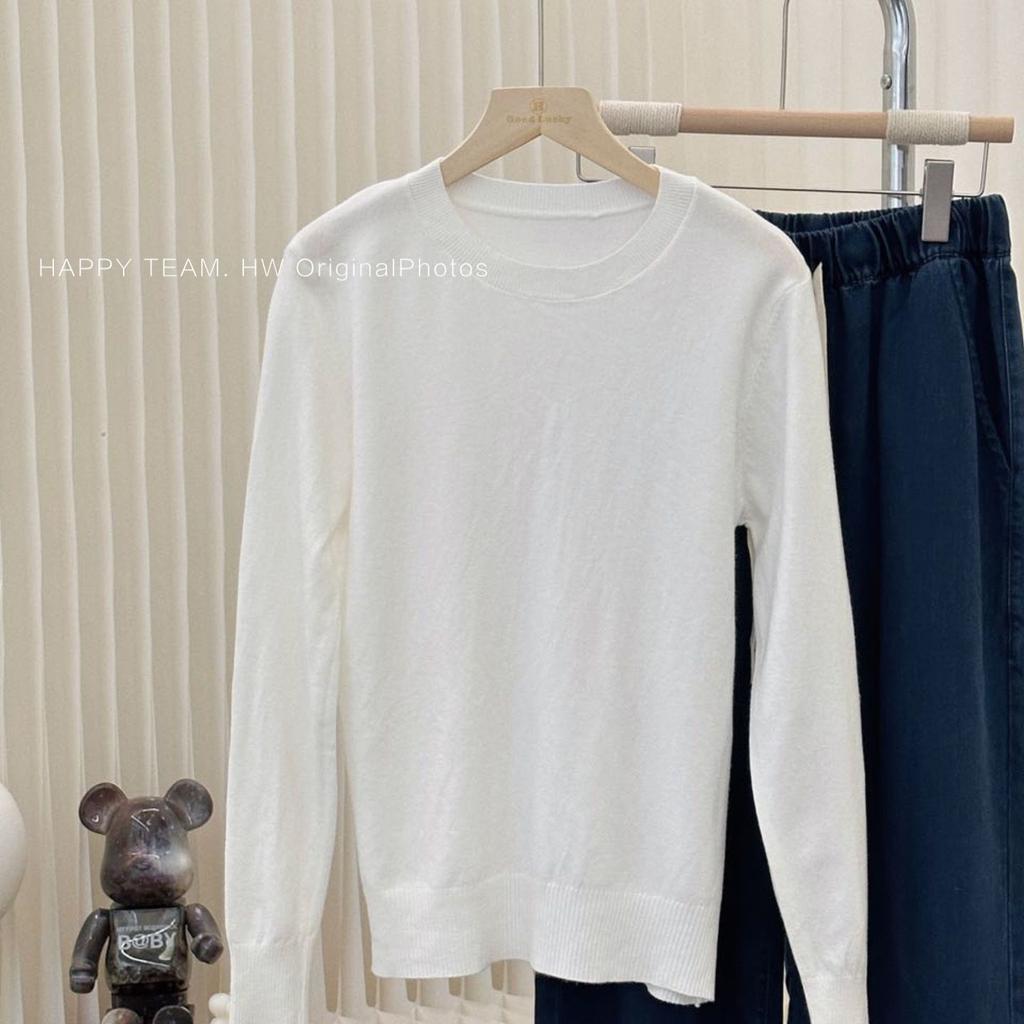 Ladies' Round-neck Pullover Slim Solid Color Sweater Versatile Long-sleeved Casual Knitted Sweater