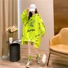 Taglie Forti Donna Autunno Vintage Felpa con Cappuccio Stampa Cartone Animato Larga Casual Manica Lunga Girocollo Streetwear Felpe Capispalla