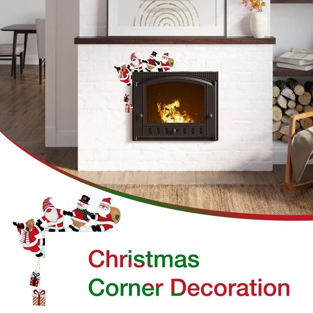 1/2 pcs Christmas Door Frame Decor Card Cartoon Wooden Pendant New Door Corner Decor