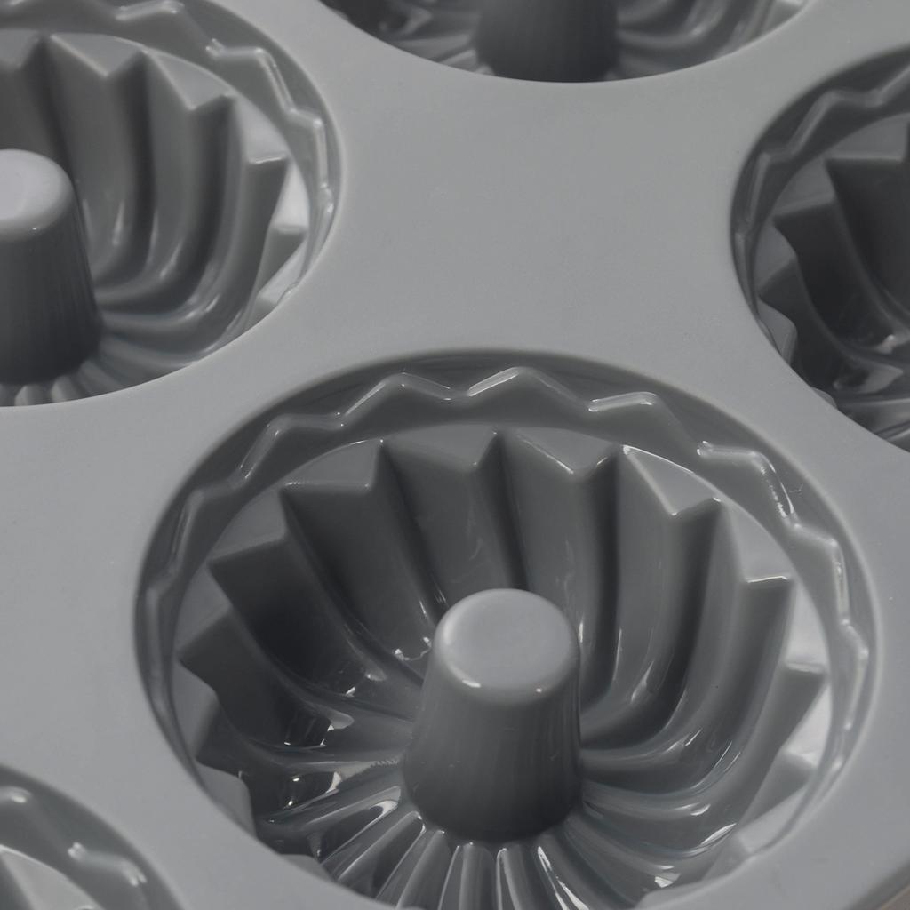 Molde de Silicona para Donas de 6 Agujeros Antiadherente Fabricante de Donas Bandeja para Hornear Reutilizable Molde para Magdalenas con Forma de Flor y Espiral para Pasteles Molde para Hornear
