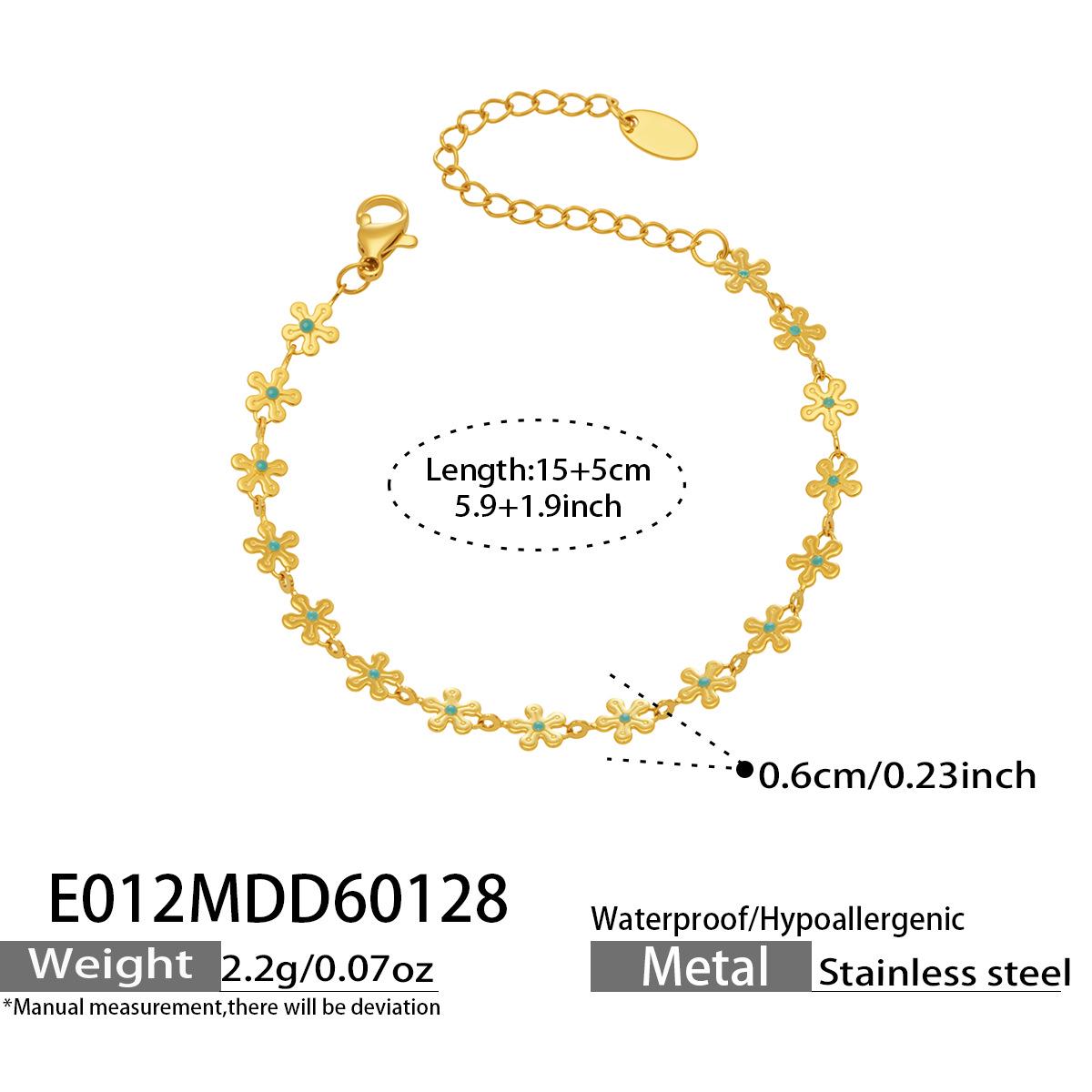 Elegant Five-Petal Enamel Flower Bracelet - Classic and Fashionable Stainless Steel Jewelry