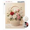 Relaxing DIY Pearl Painting Kit Framed with Flower Basket Design 5D Sparkling Bead Canvas Craft for Girls Bedroom Decor Holiday Gift