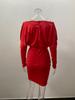 2025 Socialite Autumn Pleated V-Neck Bodycon Dress: Waist-Cinching One-Step Skirt Women's Clothing