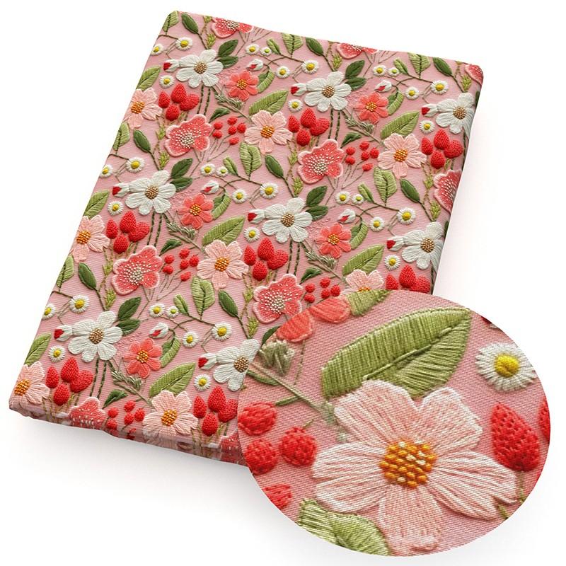 50x145cm Strawberry Flower Printed Material DIY Clothing Fabric Tablecloth Decorative Cloth Wedding Party Dress Clothing Supplie