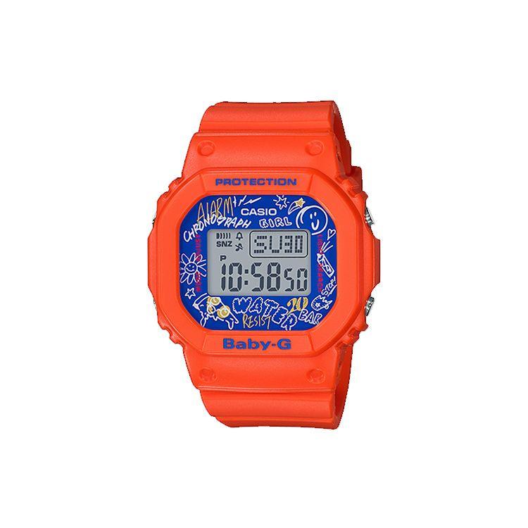 

Casio Baby-G Series Skate Culture Graffiti Casual Sports Quartz Movement Resin Strap Women watches Gray BGD-560SK-4DR Orange Case