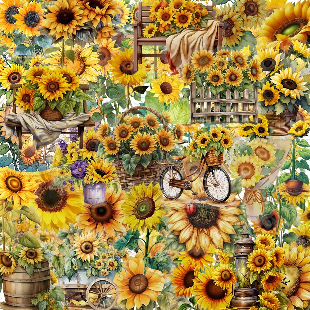 50 Bright Sunflower Stickers - Great For Phone Cases Luggage Laptops Creative Decor Animeworlds Store