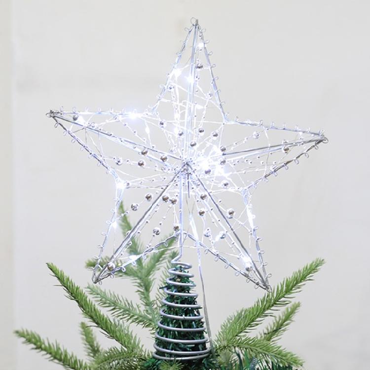 Weihnachtsbaumspitze 5-zackiger Stern mit LED-Licht Baumdekoration Bäume Stern