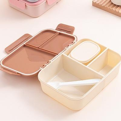 Portable Bento Lunch Box Plastic Leak-Proof Lunchable Snack Containers with Divided Compartments with Utensils Lunch Container