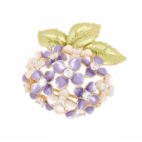 

Women Brooch High-Gloss Rhinestone Inlay Sparkling Hydrangea Design Lapel Pin Sweaters Collars Hats Bags Coats Scarves Badge Outfit Accessory фіолетовий