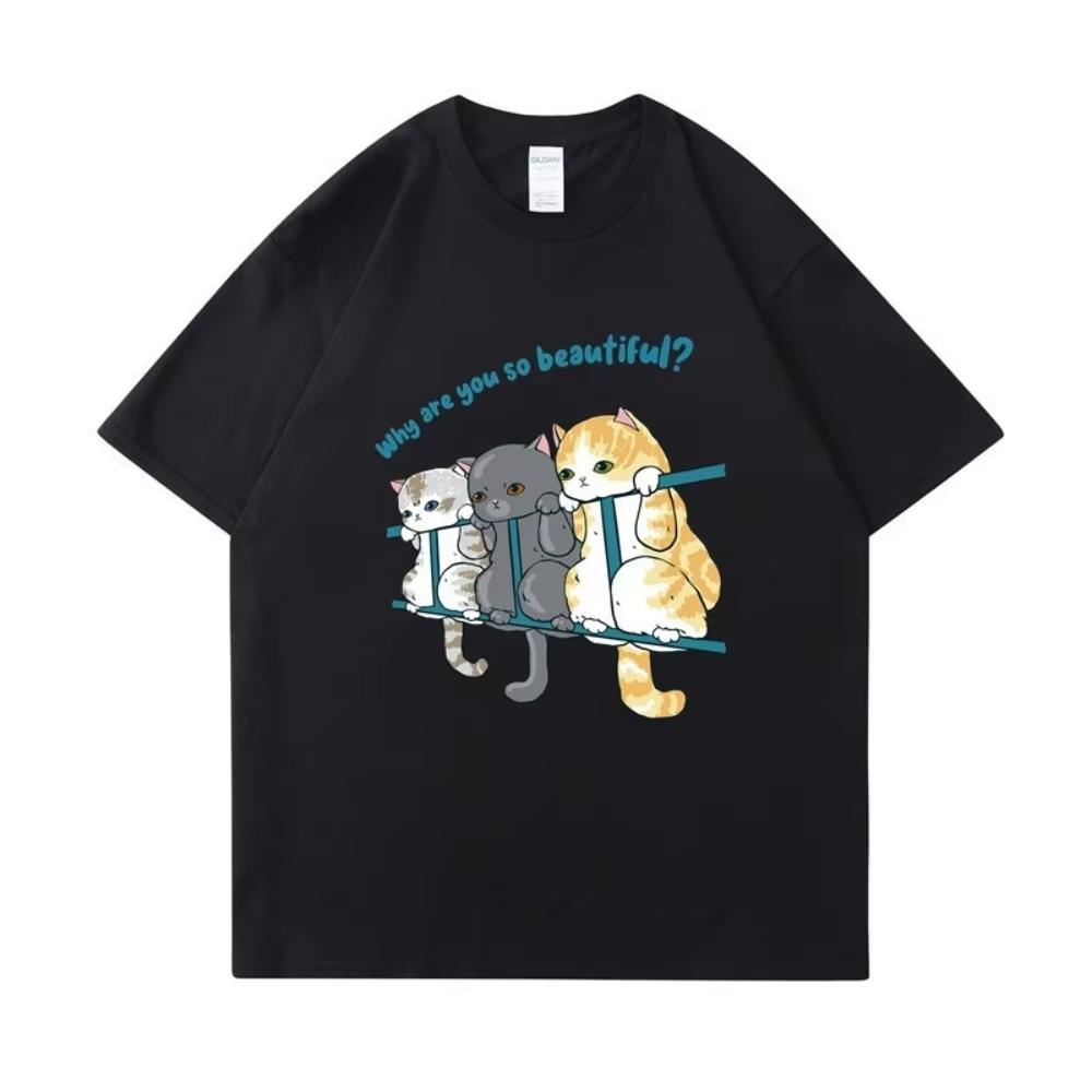

Leave Me Alone Angry Cat Pattern Printed T-Shirt Summer Casual Top Fashion Short Sleeve Sportswear Woman Summer Clothing - Me... 5XL різнокольоровий