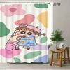 Crayon Shin-Chan Umbrella Walking Cartoon 2D Print Waterproof Shower Curtain, Minimalist White Bathroom Decor With Hooks