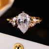 Fashionable Shiny Water Droplets Dazzling Transparent Pear Cubic Zirconia Women's Ring Gift Wedding Exquisite Jewelry
