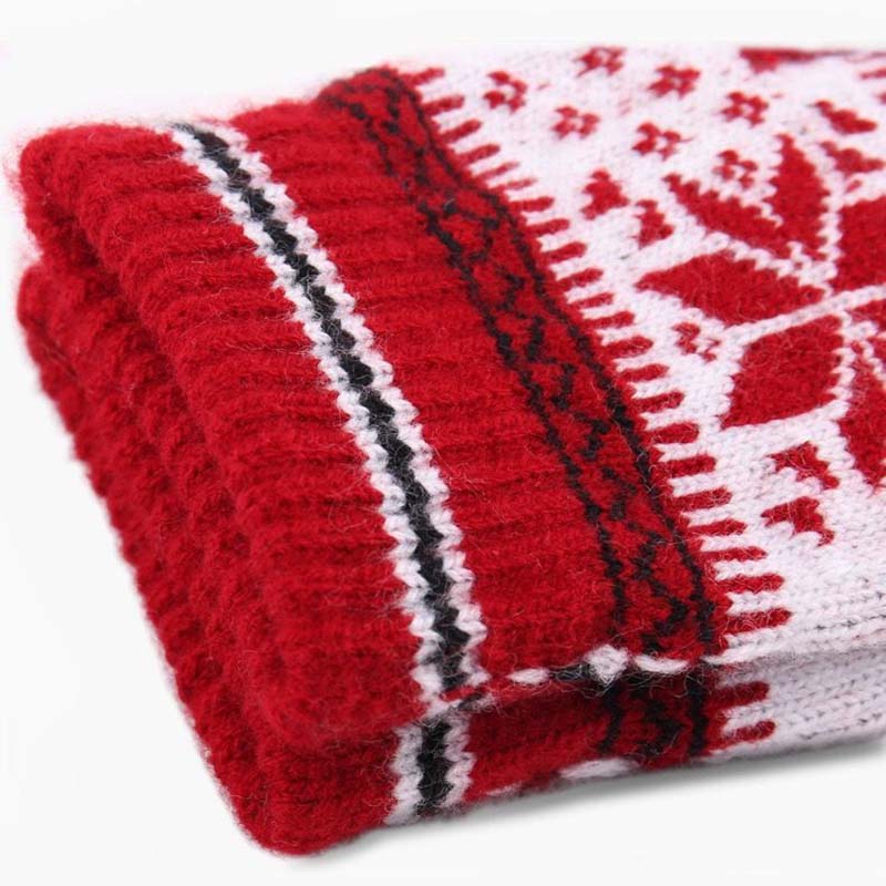 Gloves Women Winter Jacquard Cute Gloves Men and Women Thicken Brushed Warm Touch Screen Knitted Lovers Gloves