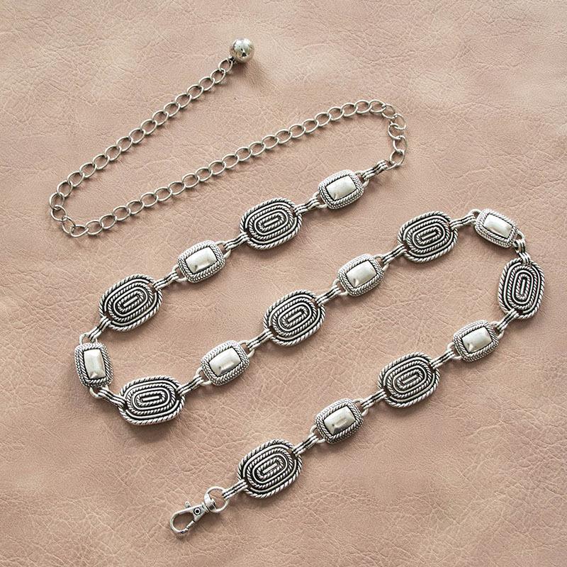 Spring High-end Sense of Ethnic Style Xiaoxiang Carved Fashionable Metal Pants Chain Women's Single Loop Belt Waist Chain