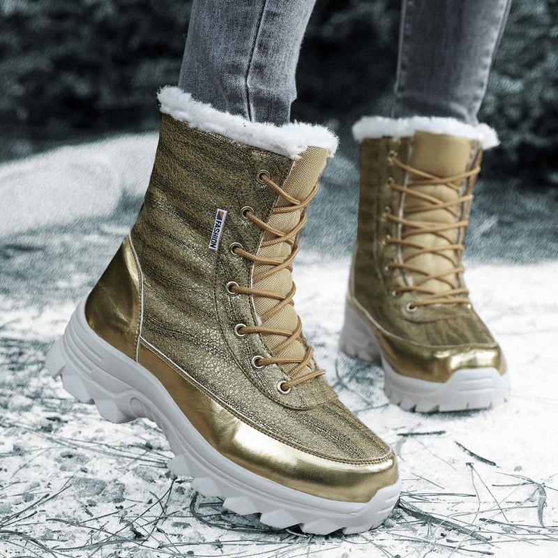 Winter Snow Boots Women Comfortable Plush Laced Anti-slip High-top Women Wear-resistant  Boots Soft Hiking Shoes Women