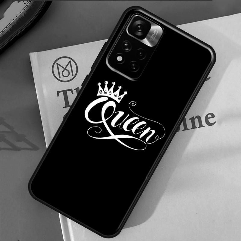 Crown QUEEN & KING Couples Case For Xiaomi Redmi 13C 10C 12C 14C Redmi Note 14 13 Pro 12 11 9 10 9S 10S 11S 12S Cover