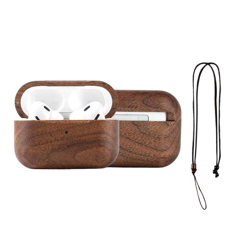 Étui rétro en grain de bois pour AirPods Pro 3, Housse de protection antidérapante avec conception anti-poussière