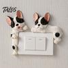 Frenchie Wall Art Decal 3D French Bulldog Resin Light Switch Cover, Cute Cartoon Dog Socket Sticker Decor, Self-Adhesive Animal Plate for Home Bedroom