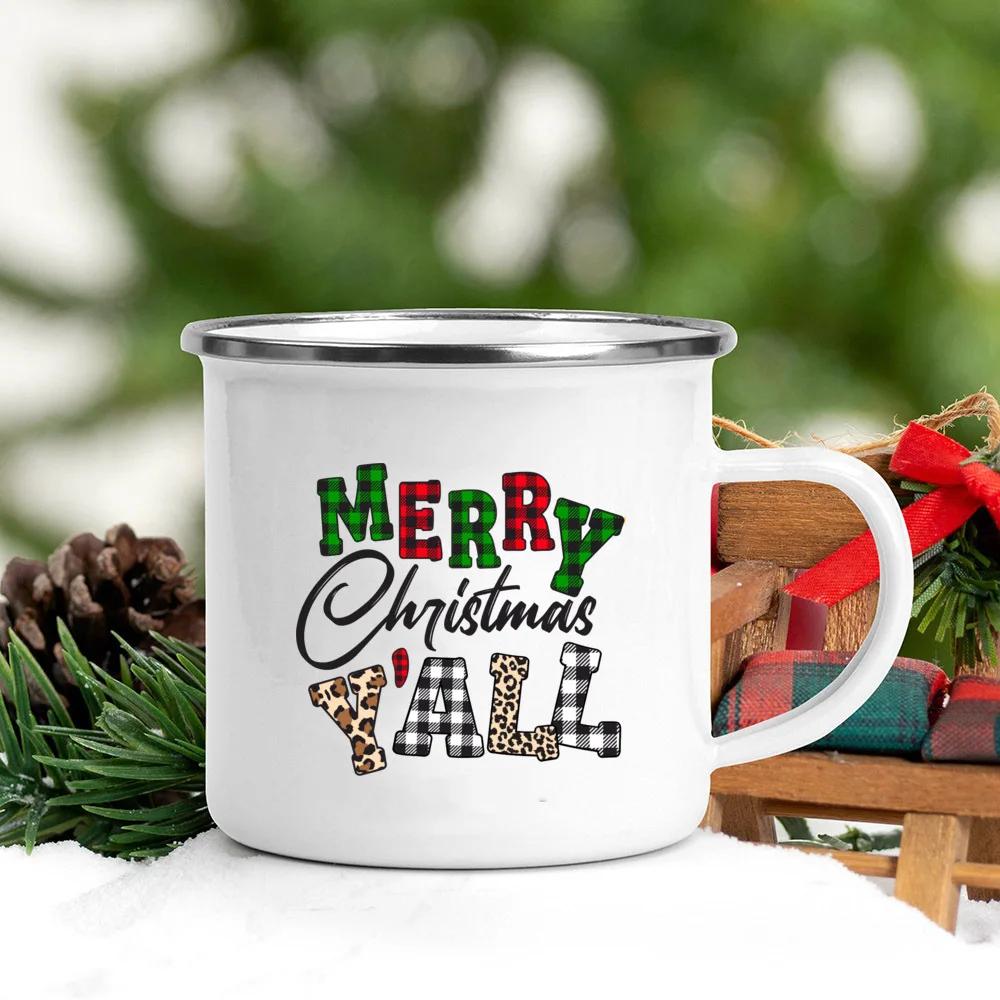 It's The Most Time Wonderful of Year Print Coffee Cup Christmas Party Drinks Hot Cocoa Mug Kids Chocolate Enamel Mugs Xmas Gifts