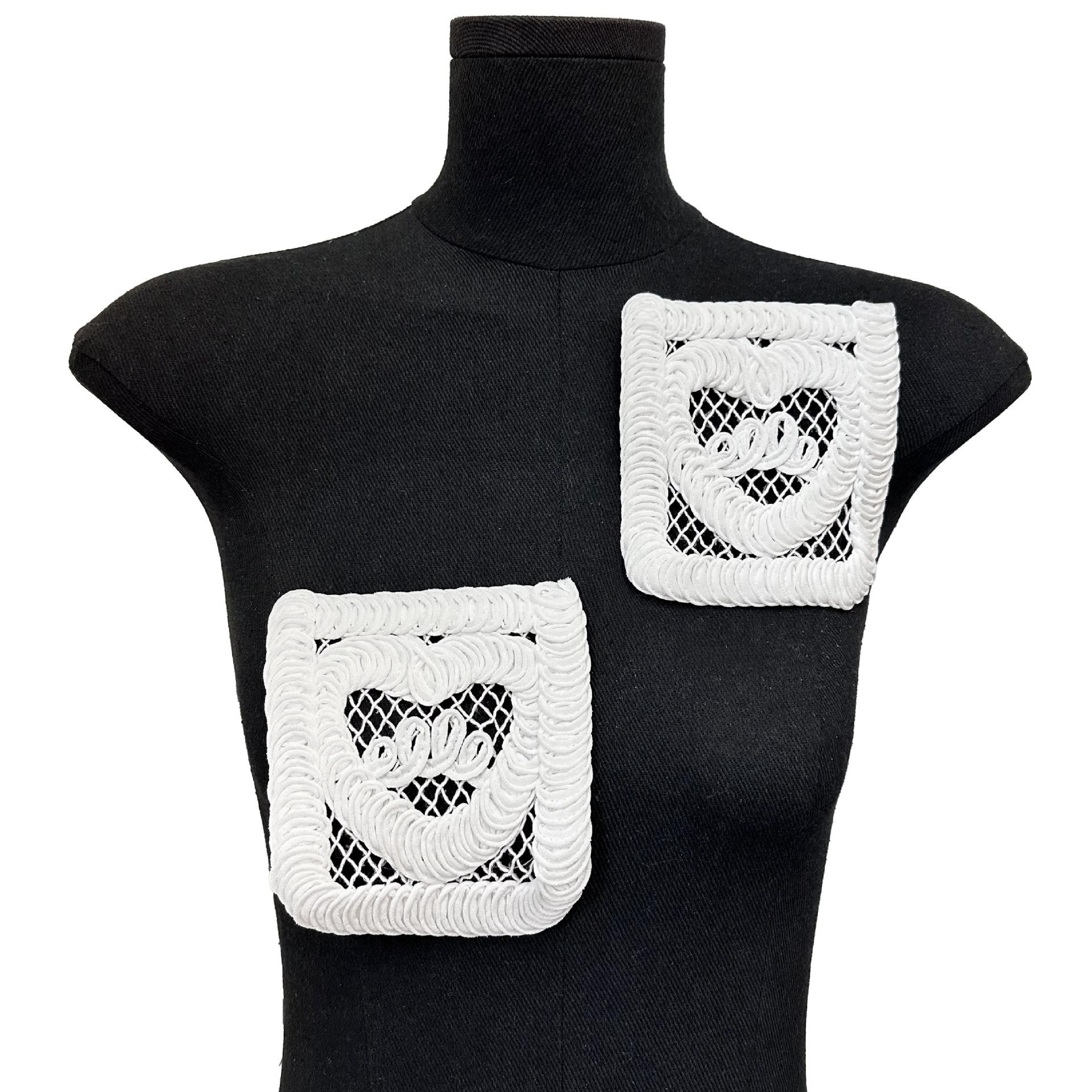 

White Pocket Lace Accessories Diy Clothing Handmade Accessories Lace Embroidery Applique Women S Clothing Cloth Sticker Decoration X3413 white