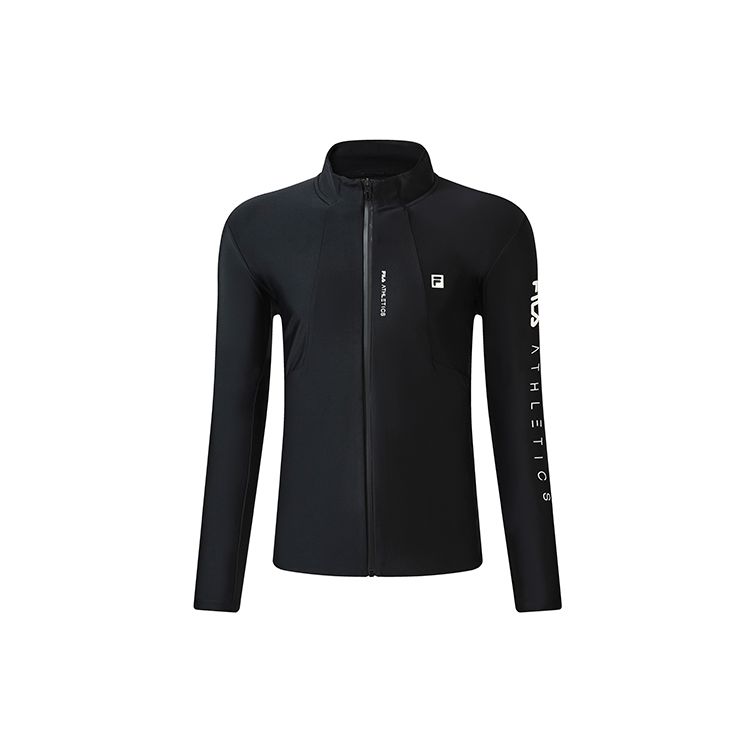 

FILA Athletics Running Fitness Stand Collar Logo Knitted Long Sleeve Jacket Men Jacket Deep-Black A11M231501FBK M