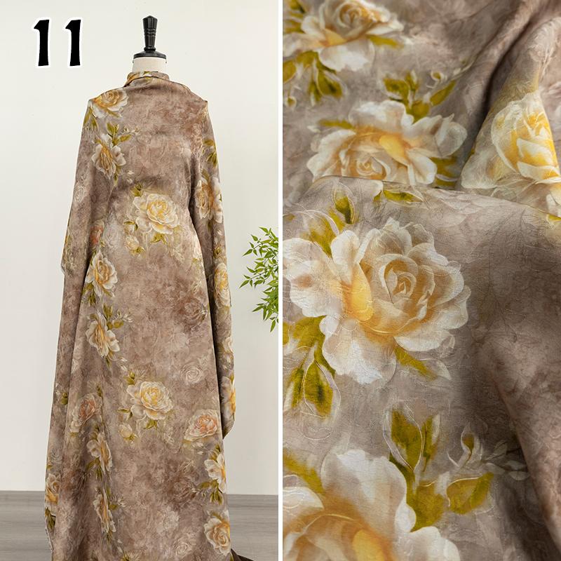 50*143cm Chinese Style Jacquard Rayon Fabric Luxury Xiangyun Yarn Drape Fabric For Diy Sewing Qipao Cheongsam Hanfu Dress Coat
