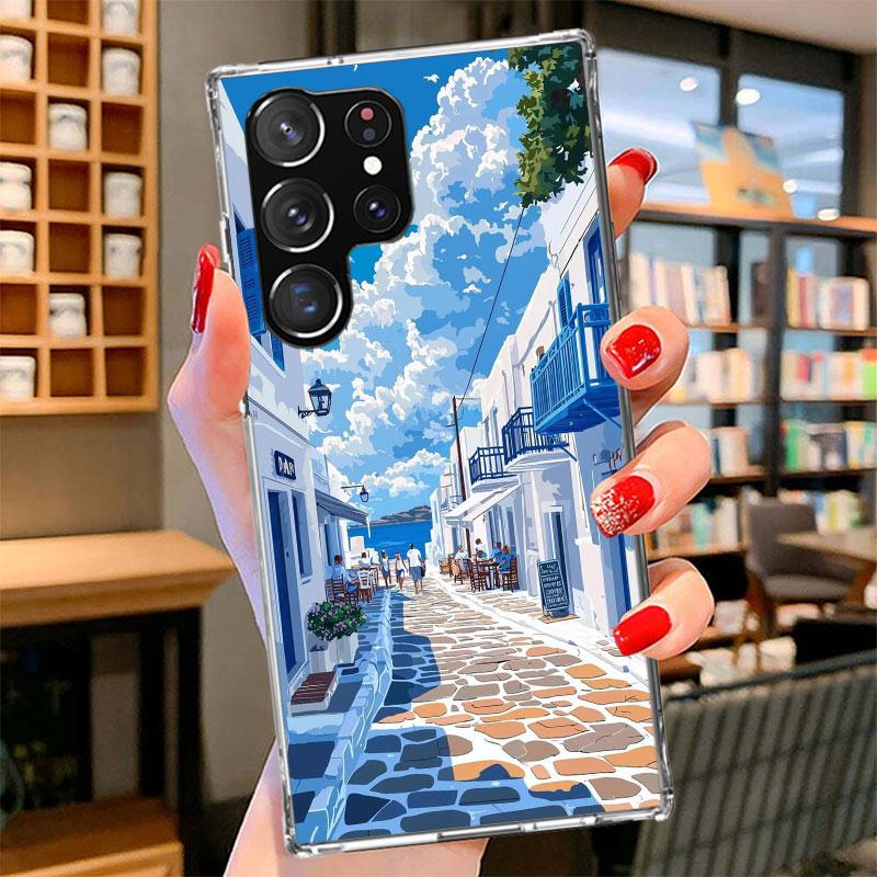 Griechenland im Sommer Santorini Handyhülle für Samsung Galaxy S26 S25 Edge S24 Ultra S23 S22 Plus S21 S20 FE Weiche Hülle Galaxy