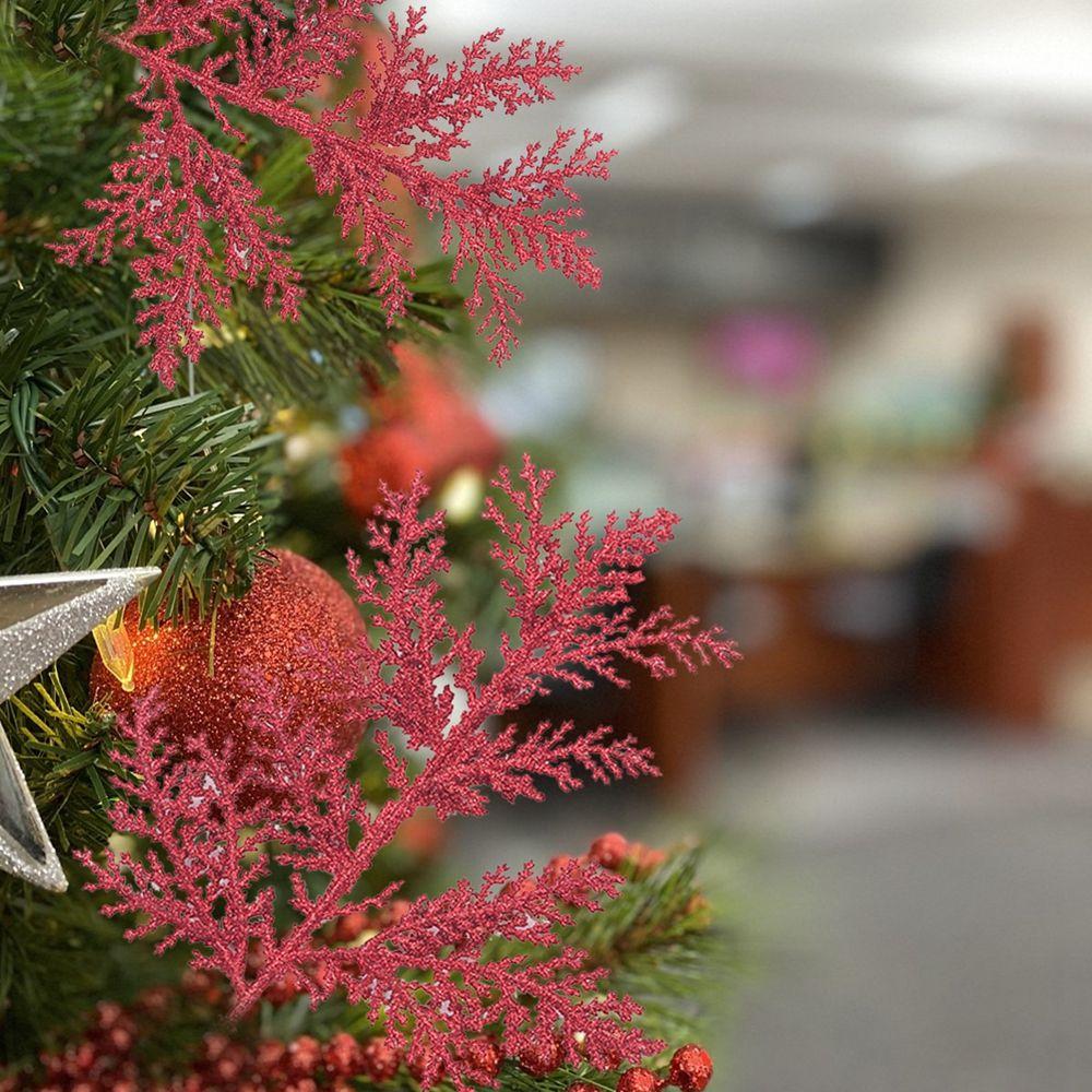 Wedding Home Glitter Glitter Leaves Christmas Tree Decor Artificial Flower Christmas Decorations