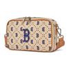 New MLB Monogram Collection Artificial Leather Camera Bag, Shoulder Bag, Crossbody Bag Regular Unisex Beige 3ACRM013N-GP001C