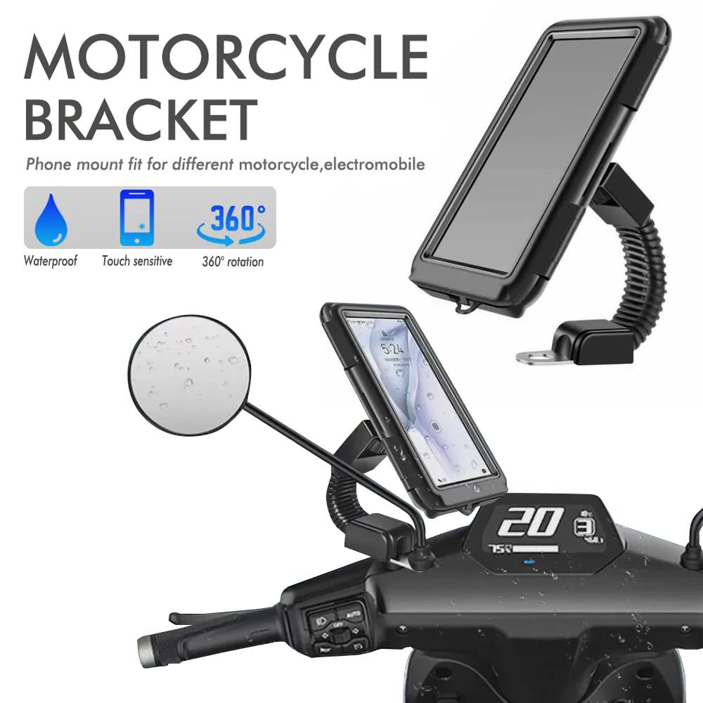 Nieuwe Motorfiets Telefoonhouder 360 Graden Rotatie Mobiele Telefoon Klem Motorfiets Smartphone Houder Scooter Telefoonclip Voor 4 -7.4 Inch
